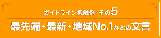 最先端・最新・地域No.1などの文言
